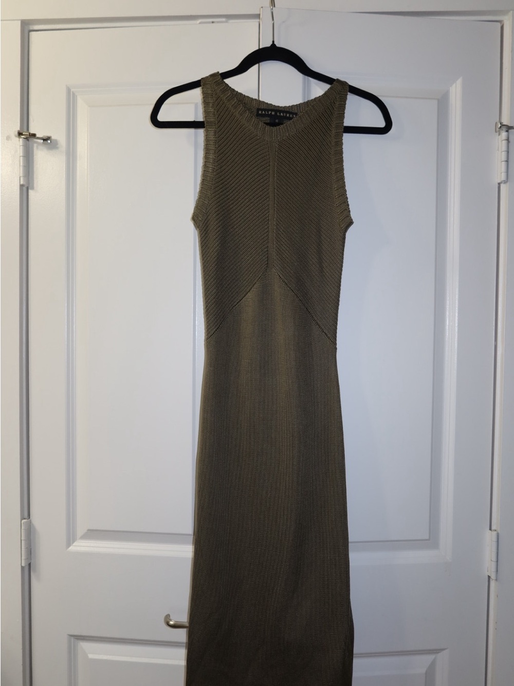 Ralph Lauren Olive Ribbed Sleeveless Maxi Dress